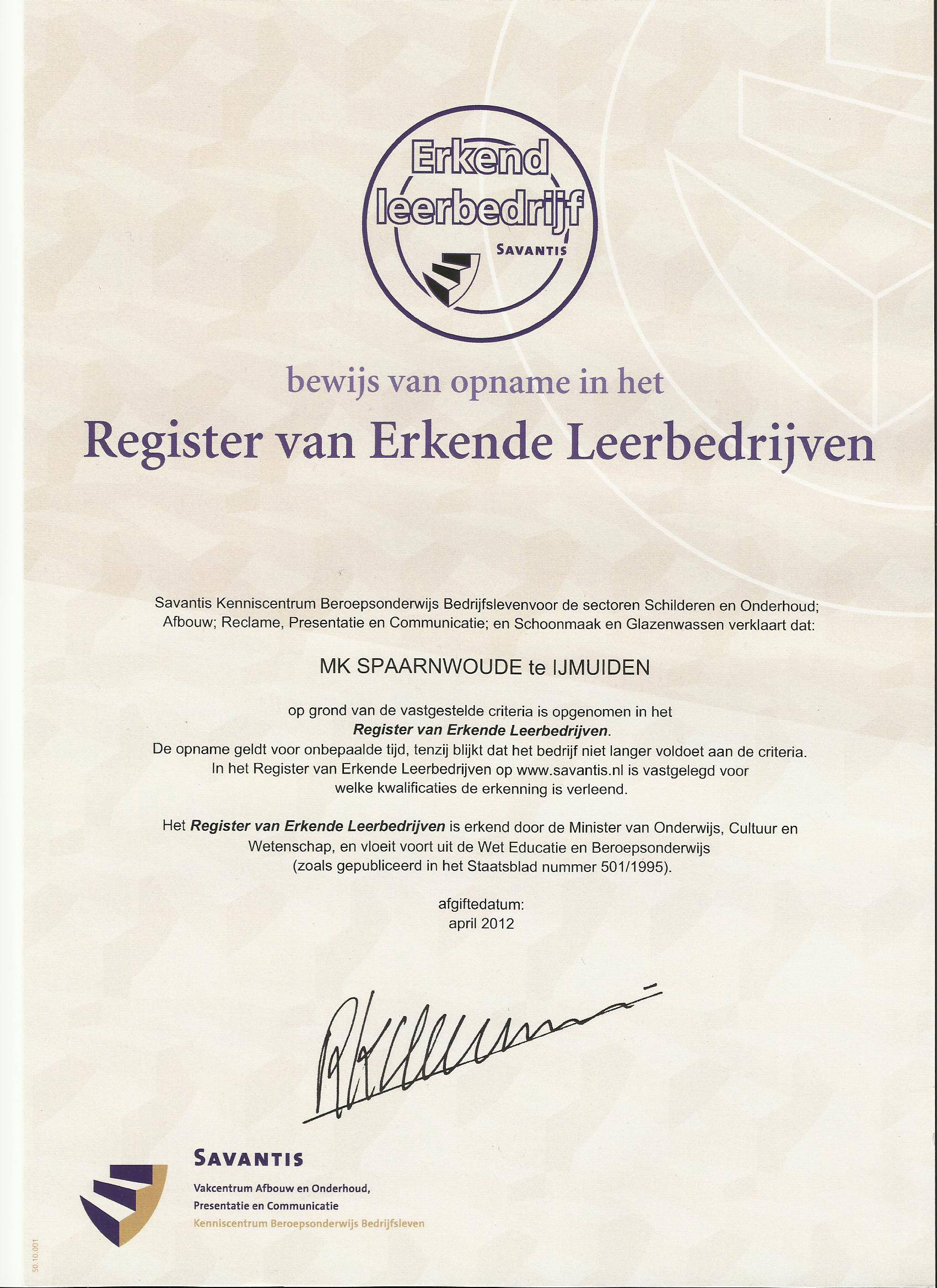 Erkend Leerbedrijf Leermeester